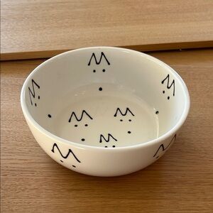White Ceramic Dog Bowl with Black Pattern